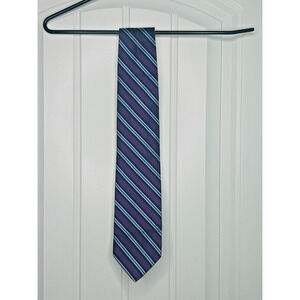 Brooks Brothers "346" Purple/Blue/White Diagonal Stripe Designer Silk Tie